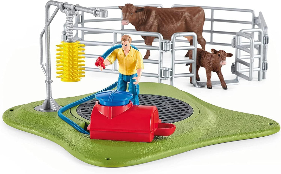 SCHLEICH 42529 Kuh Waschstation, für Kinder ab 3+ Jahren, Farm World - Spielset neue Verpackung, neu
