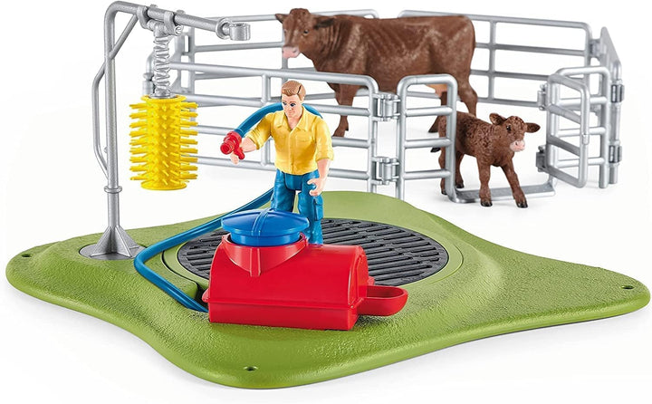 SCHLEICH 42529 Kuh Waschstation, für Kinder ab 3+ Jahren, Farm World - Spielset neue Verpackung, neu