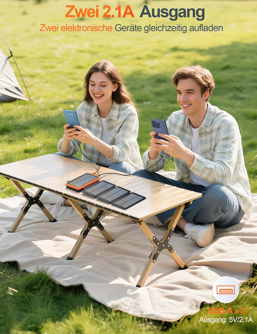 Solar Powerbank 26800mAh, elzle Solar Ladegerät mit 2 USB-Ausgangsport & 1 USB-Eingangsport, Outdoor