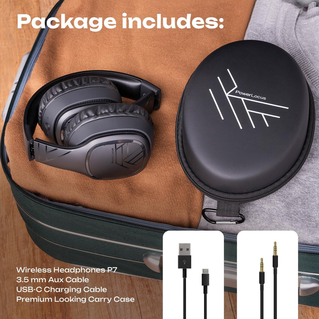 PowerLocus P7 Bluetooth Kopfhörer Over Ear, Faltbare Headphones, Kabellose Kopfhörer mit Bass-Modi,