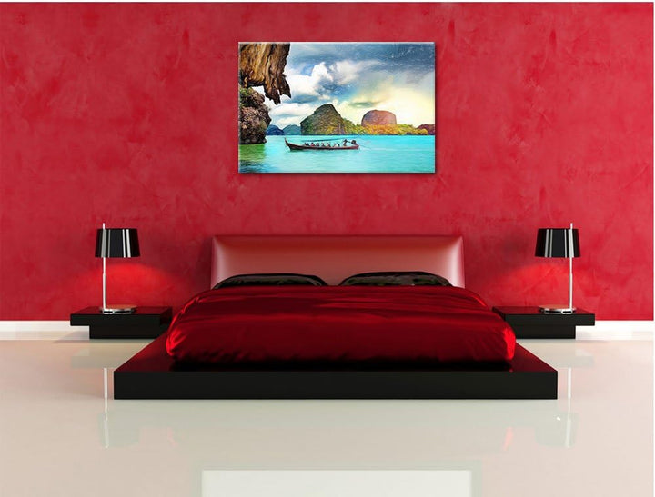 Pixxprint Thailand Phuket Playa Paradisiaca als Leinwandbild | Grösse: 100x70 cm | Wandbild| Kunstdr