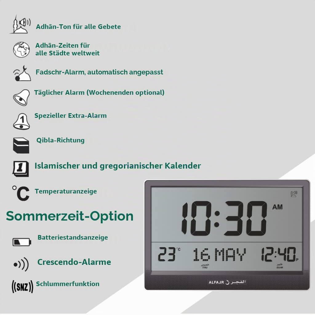 ALFAJR WANDUHR MAXIFORMAT MIT 15" DISPLAY