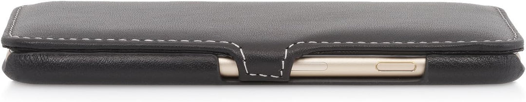 STILGUT Leder-Hülle kompatibel mit iPhone 6 Book Type mit Standfunktion, schwarz Nappa, Schwarz Napp