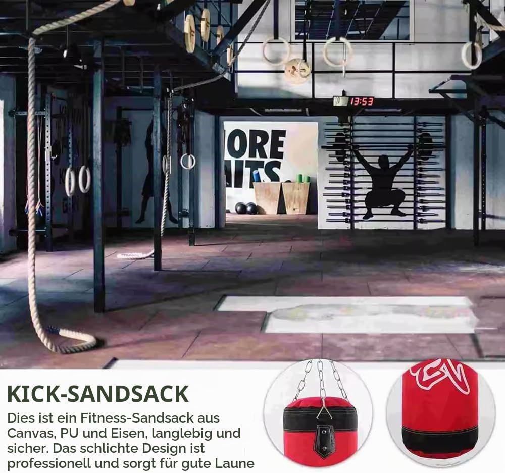 Boxsack Hängend, 15-in-1 Heavy Duty Boxsack, PU-Material Mit dickerer Kette kann 360° gedreht werden