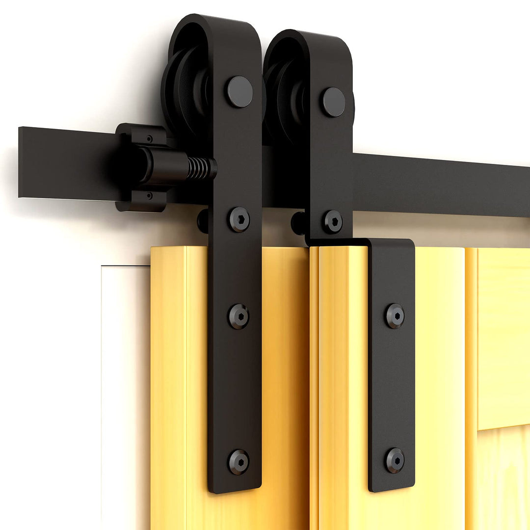 WOLFBIRD 122cm (4FT) Bypass Schiebetür Hardware Doppelte Holztür Schiebetürsystem Komplettset Schwar