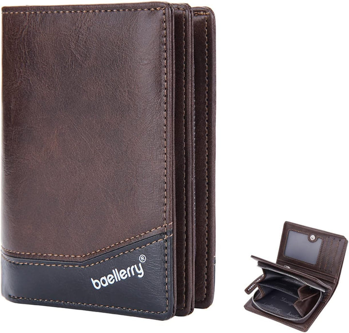PORRASSO Herren Geldbörse Geldbeutel Kreditkartenetui Leder Brieftasche Wallet Kartenetui Bifold Por