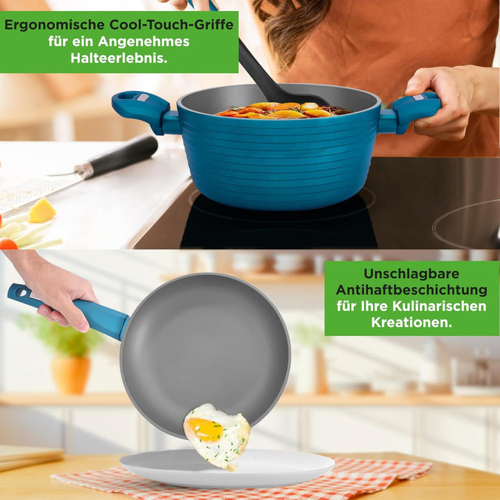 NutriChef NCCW12GR Kochgeschirr-Set, antihaftbeschichtet, PTFE/PFOA/PFOS-frei, hitzebeständiger Lack