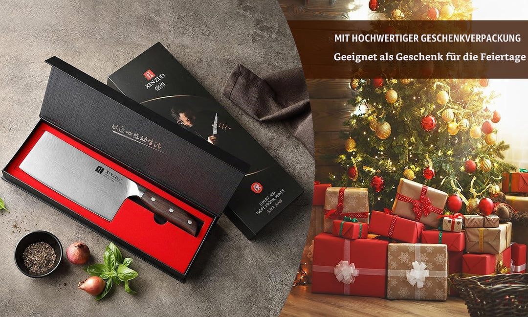XINZUO Deutschem 1.4116 Edelstahl 17.5cm Hackmesser,Profi Hackbeil Scharfe Klinge Chinesisches Kochm