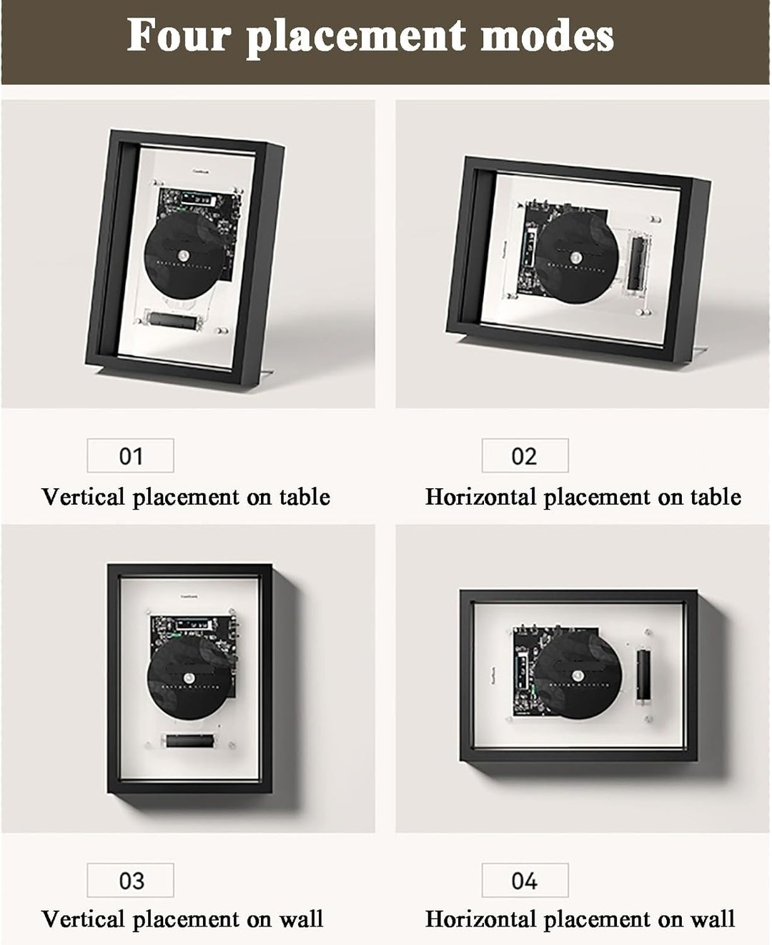 CD-Player Zum Dekorieren, Musik-Deko-Bilderrahmen Mit Fernbedienung, Bluetooth 5.0/3,5-mm-AUX-Ausgan