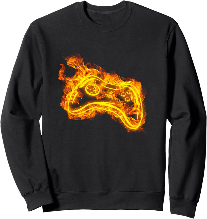 Feuer Gaming Controller Flammen Videospiel Gamer Sweatshirt