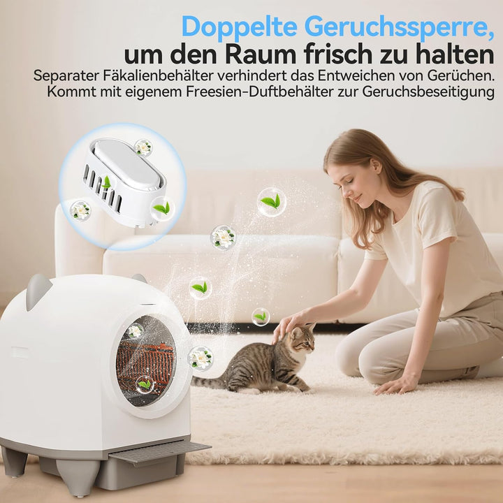 Devoko Selbstreinigendes Katzenklo, 90 l, Elektrisch, mit Müllbeuteln und Matte, Grosse Kapazität, S