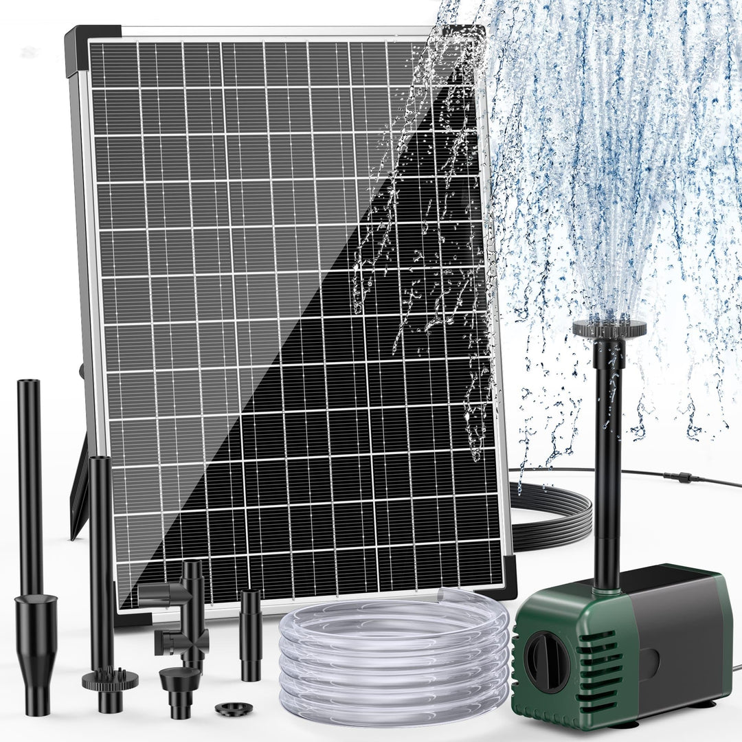 Biling Solar Springbrunnen für aussen, 20W 875L/H Solar Teichpumpe mit Filter 2M Wasserleitung DIY W