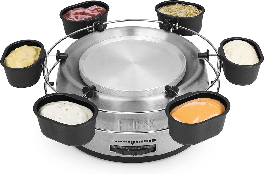 Princess Family Fondue-Set - 800 W, 1,2 Liter Fassungsvermögen, Thermostat, Edelstahl, doppelter Bod