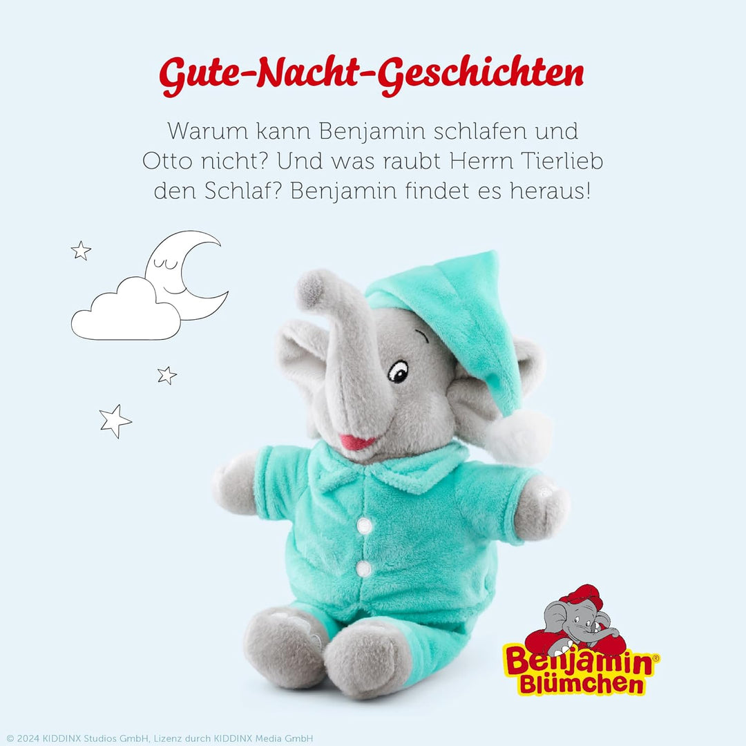 tonies Hörfiguren Plüsch für Toniebox, Benjamin Blümchen – Gute-Nacht-Geschichten, Hörspiel mit 8 sü
