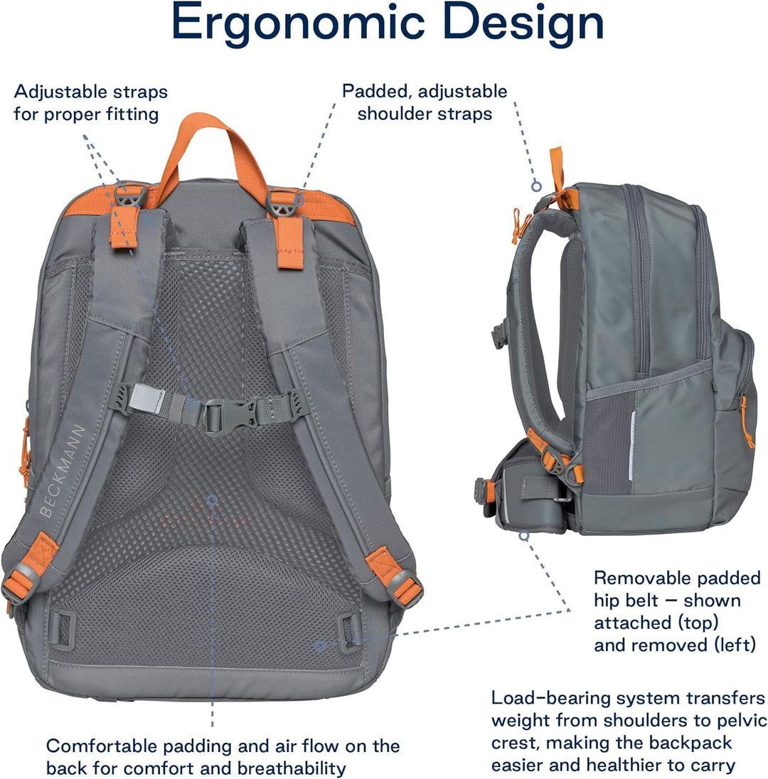 Beckmann Sport Junior Green Orange Schulrucksack, ergonomisch, mit Laptopfach