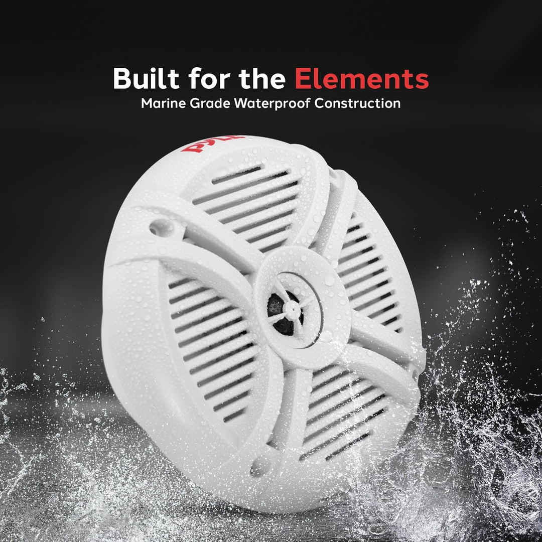 Pyle Dual 7.7'' Water Resistant Marine Speakers, 2-Way Full Range Stereo Sound, 280 Watt, White (Pai