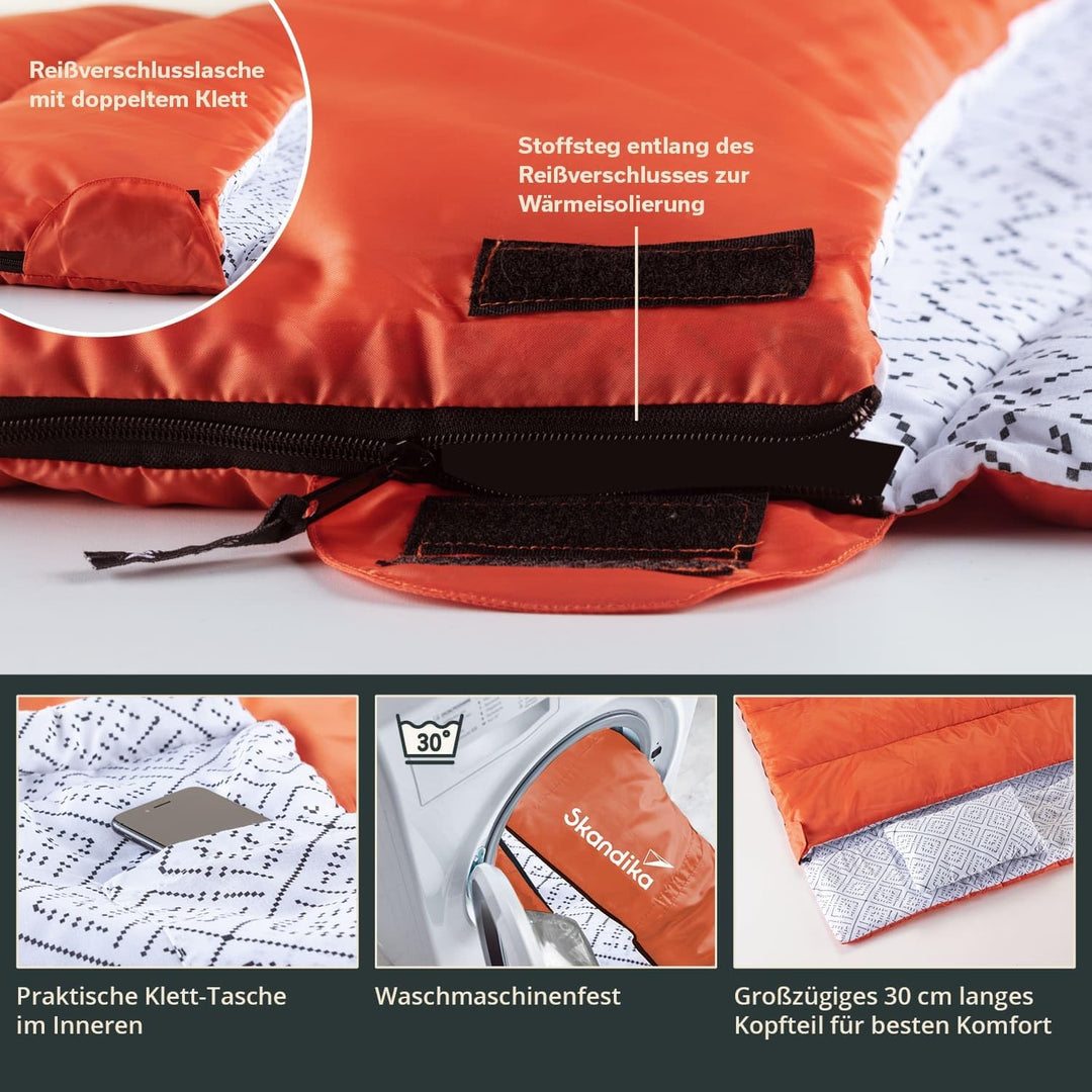 Skandika Doppelschlafsack Iceland Double | Schlafsack 2 Personen 3 Jahreszeiten, mit/ohne Flanell, B