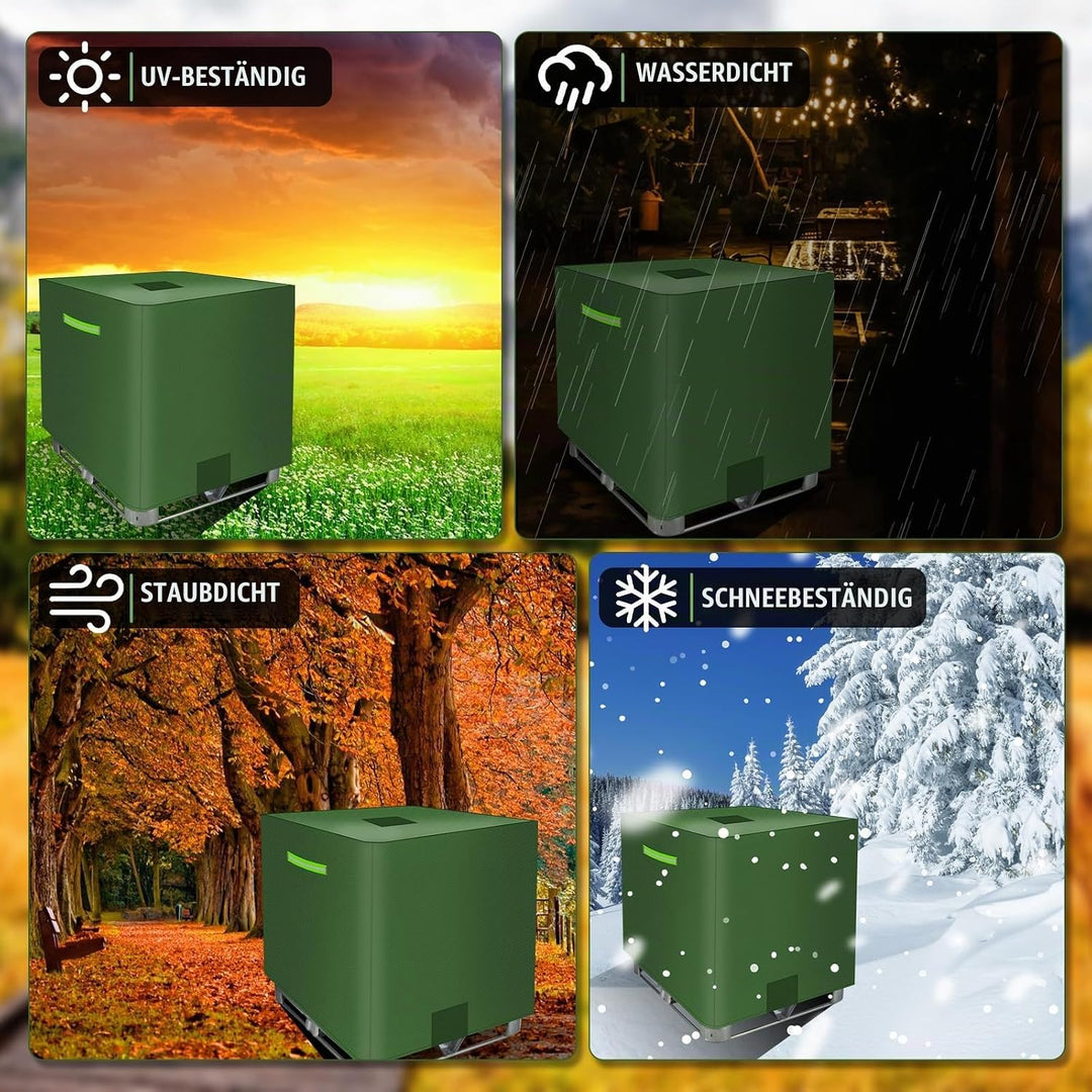 MaxAwe 1000L IBC Tank Abdeckung, Abdeckplane für Wassertank mit Klettverschluss und Reflexstreifen,