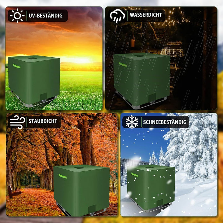 MaxAwe 1000L IBC Tank Abdeckung, Abdeckplane für Wassertank mit Klettverschluss und Reflexstreifen,