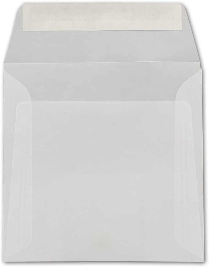 100 Stück - Briefumschläge Transparent Quadratisch - Transparent - Umschläge Durchsichtig - Haftkleb