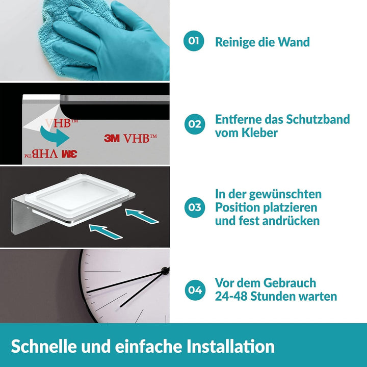 WEISSENSTEIN Seifenschale Wandmontage Ohne Bohren aus Glas - Seifenablage mit Selbstklebender Halter