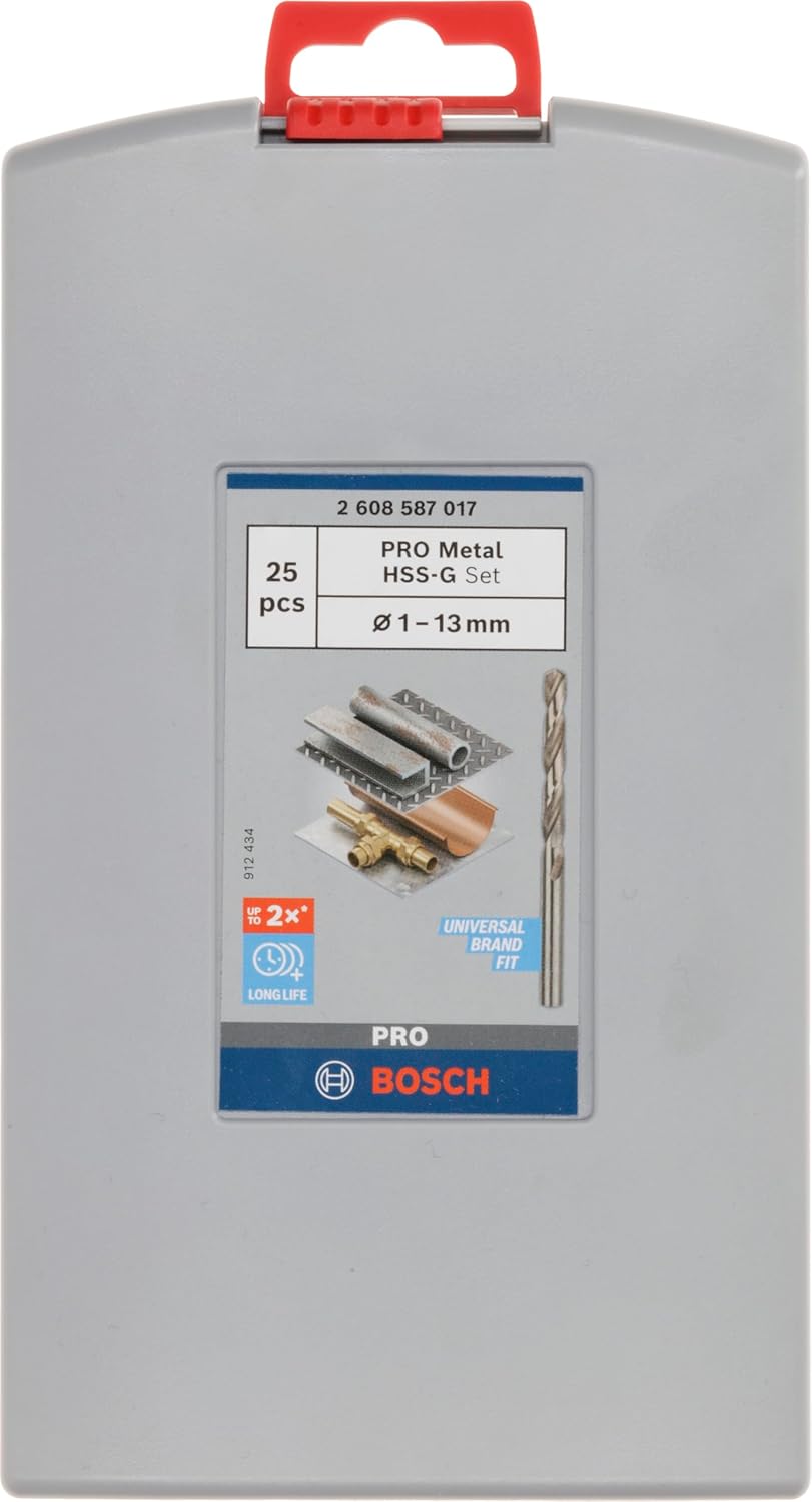 Bosch Professional 25tlg. HSS-G ProBox Metallbohrer-Set (für Stahl, Ø 1-13 mm, Zubehör Bohrschrauber
