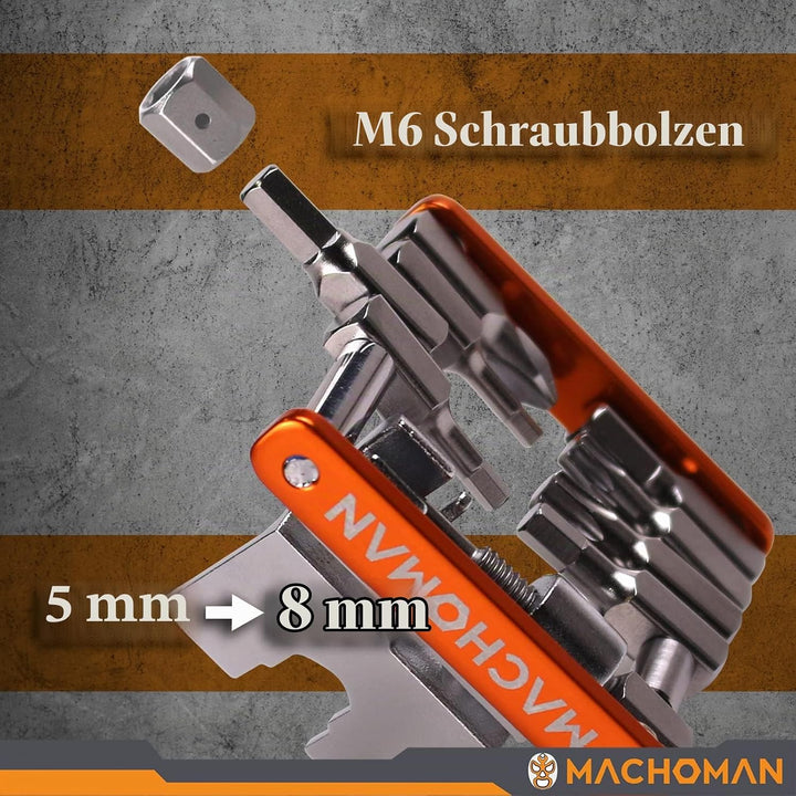 MACHOMAN Multifunktionales, zusammenklappbares Reparaturwerkzeug für Fahrräder (MFT0016), MFT0016