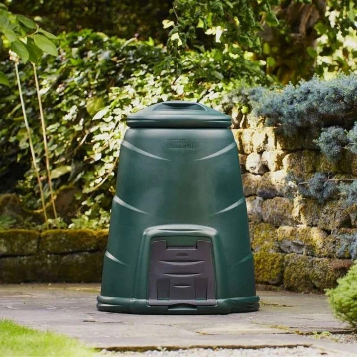 Invopak Gartenkomposter aus recyceltem Kunststoff, 220 l, mit Luke und winddichtem Deckel, gebrauchs