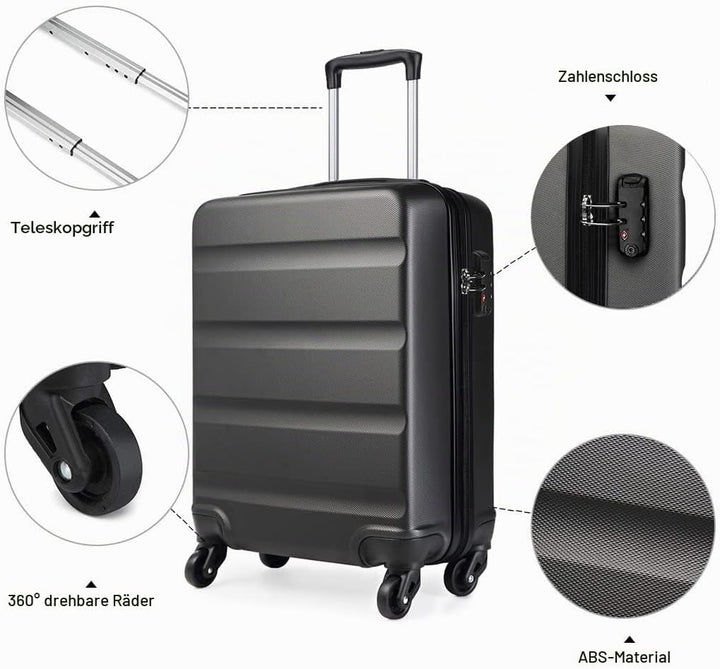 KONO Handgepäck Koffer Klein Reisekoffer mit Rollen und TSA Schloss, Koffer Trolley Handgepäck Flugz