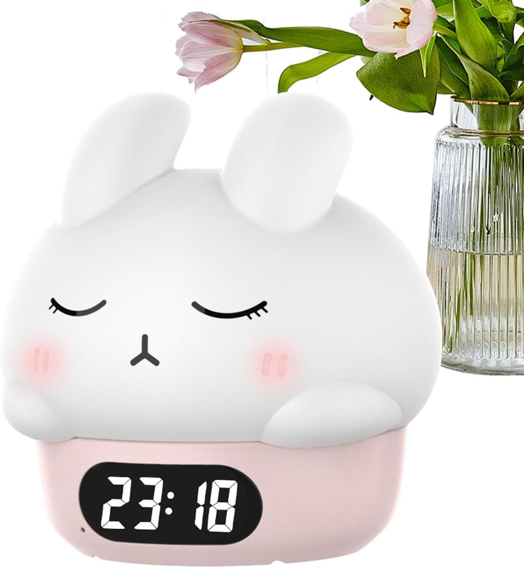 Bunny Alarm Clock, Rabbit Night Light, Sleep Training Alarm, Silicone Pat Light, Kids Wake Up Lamp,