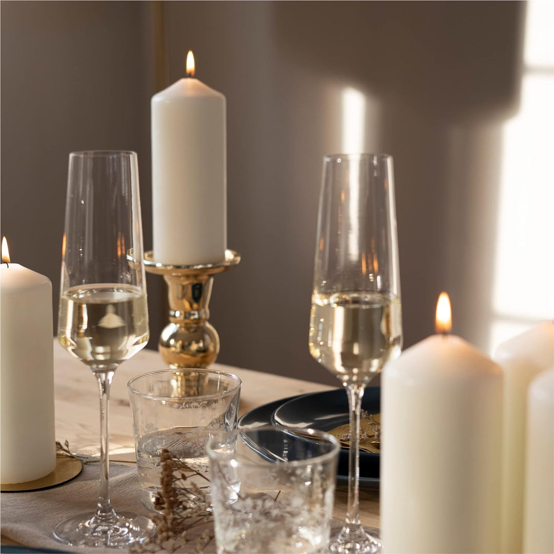HOFER STUMPENKERZEN 68 x 170 mm – elfenbein, creme, champagner | besonders lange Brenndauer ca. 67 S