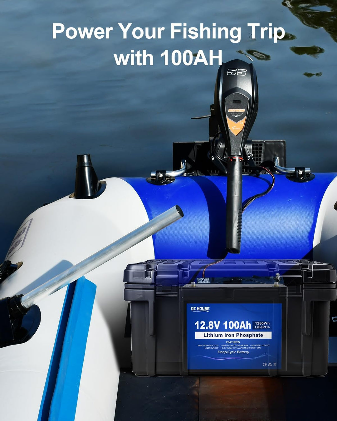 DCHOUSE 2 Pack 12V 100Ah Bluetooth LiFePO4 Batterie, verbessertes 100A BMS, Bis zu 15000 Zyklen Deep