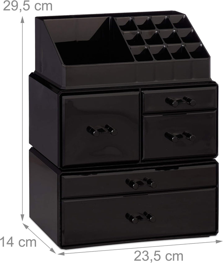 Relaxdays Make Up Organizer mit 21 Fächern, Kosmetik Tower für Lippenstift, Nagellack, Acryl Make Up