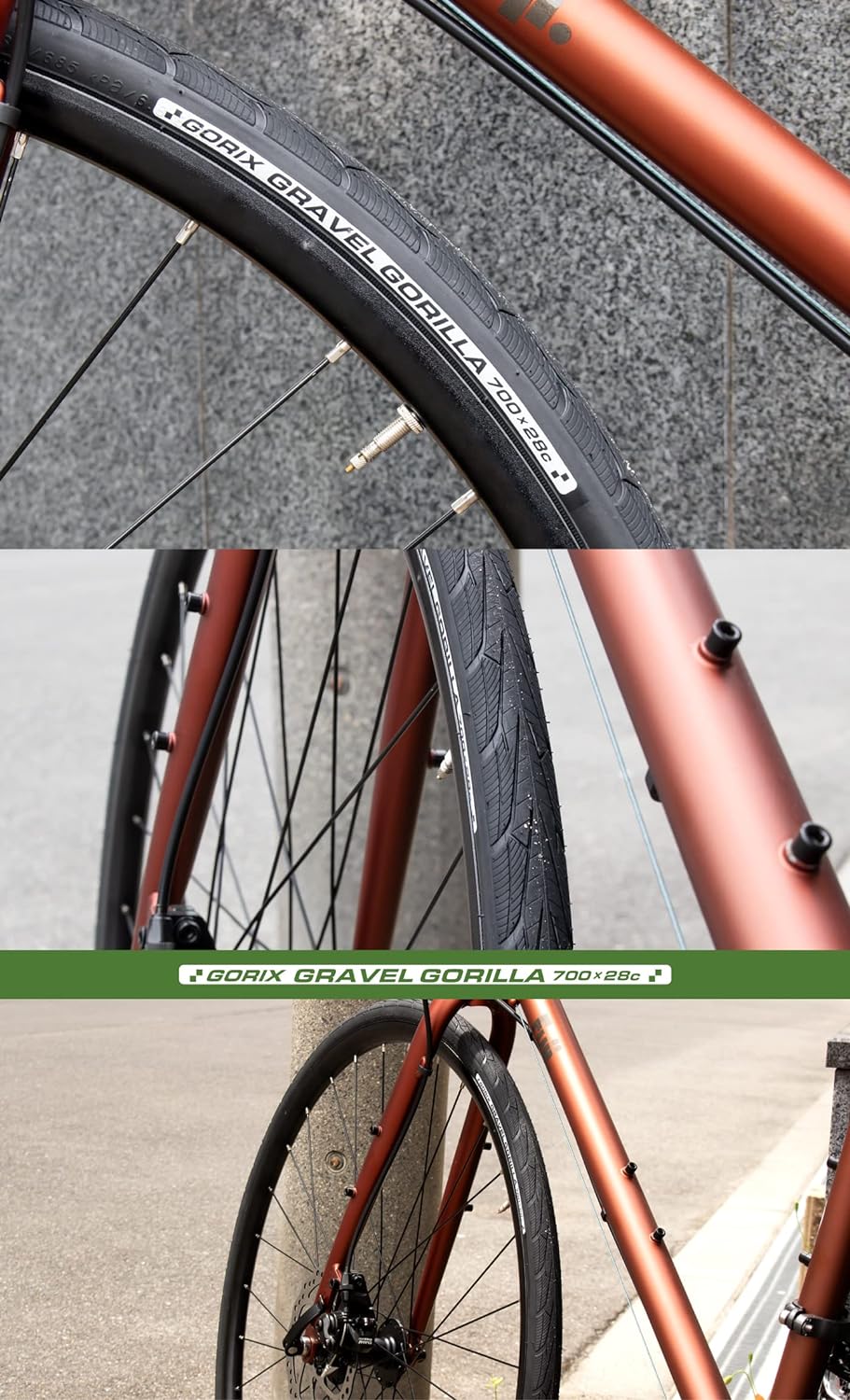 GORIX Rennrad Drahtreifen 700×28C Profil Gravel Rennrad Fahrrad (Gravel Gorilla)