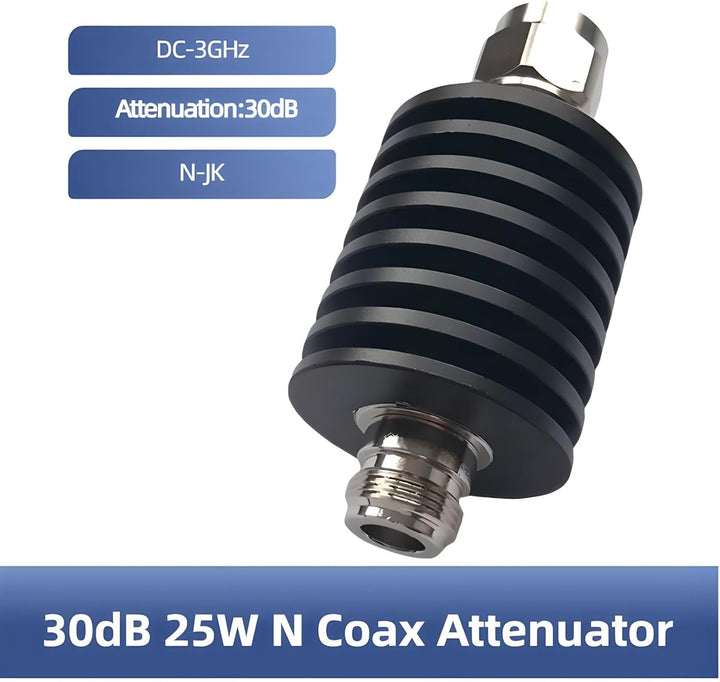 BECEN 25 W N RF Dämpfungsregler 3 GHZ Stecker 1-40 dB wählbar(30dB), 30dB