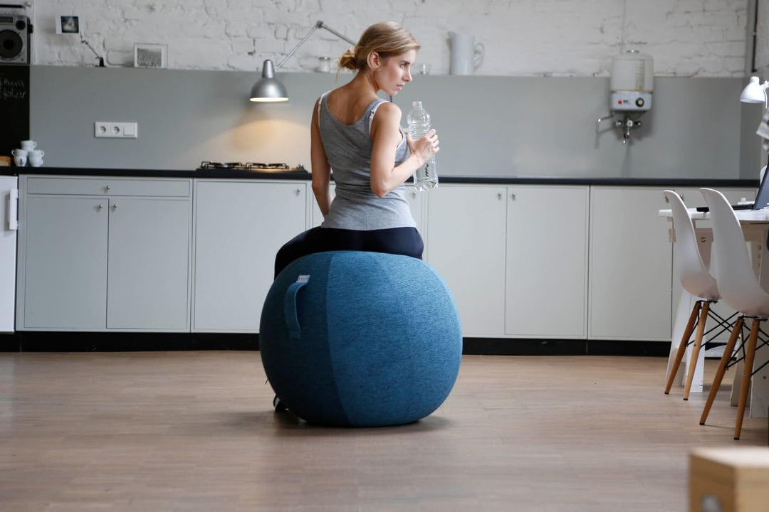 VLUV® BOL STOV Sitzball Büro Ergonomisch [Atmungsaktiv mit Tragegriff und Wegrollschutz] Waschbarer
