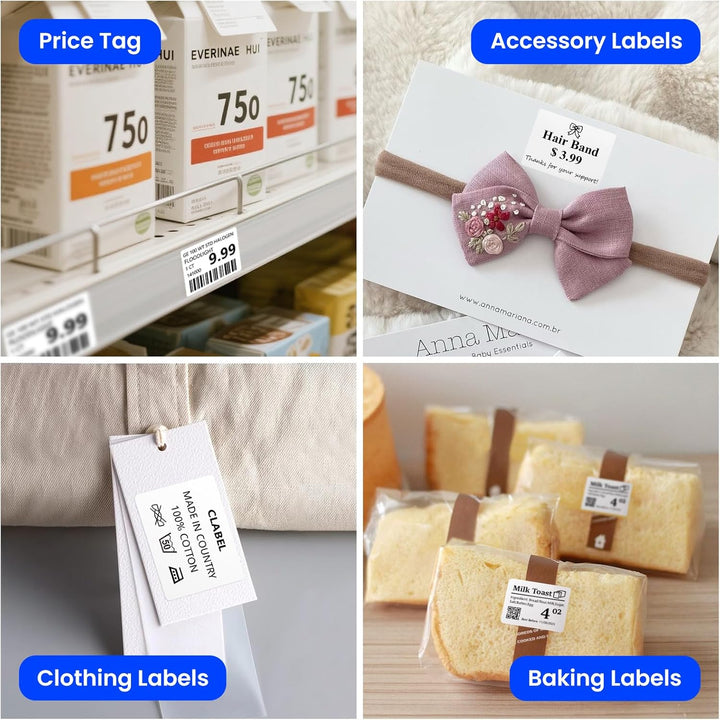 CLABEL 6 Rollen Weiss Etikettenband für 220B 221B 230B 320B Etikettendrucker selbstklebend Thermo Et