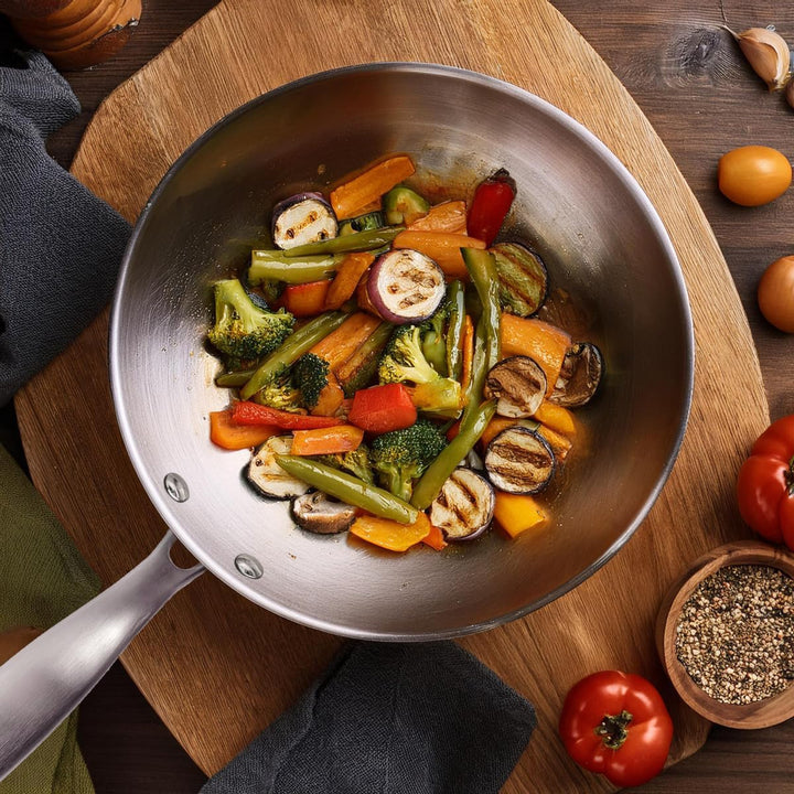 Cuisinox Gourmet Wok 28 cm Edelstahl – Triply – für alle Herdarten einschliesslich Induktion geeigne