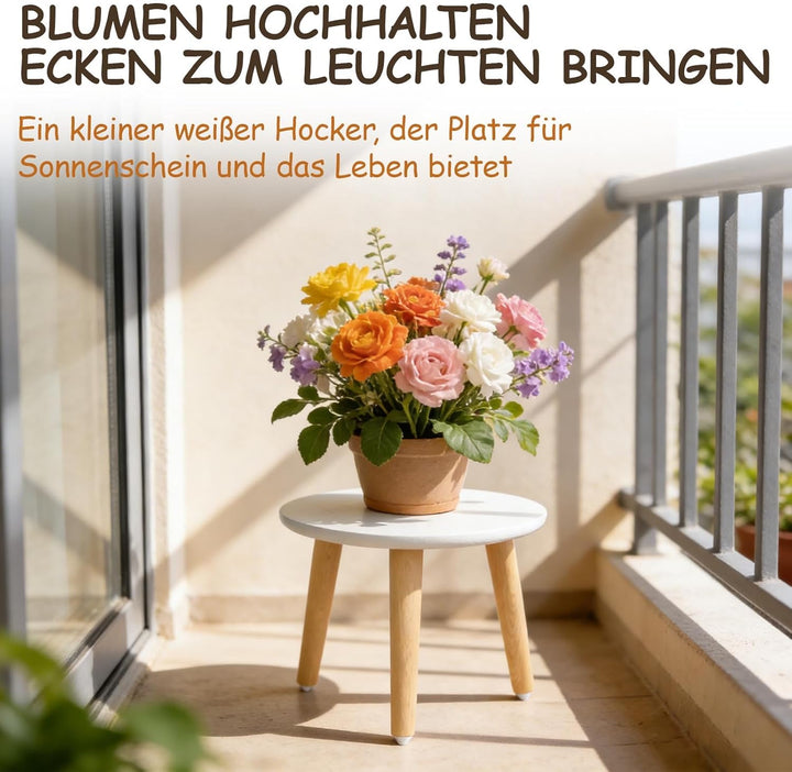 Pflanzenständer aus Holz, 28 x 22 cm Rund Blumenständer, Plant Bench, Belastung Blumenhocker mit 3 F
