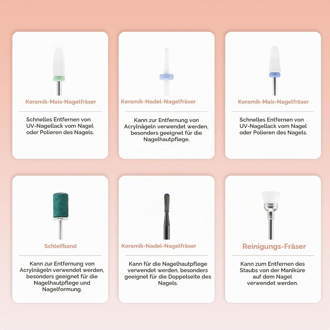 Nagelfräser JCMaster Profi, Fräser Nägel max. 35.000 U/Min, Elektrische Nagelfeile mit Fusspedal für