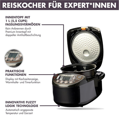 ZOJIRUSHI Premium Reiskocher NL-GAQ10 – 1,0 Liter (5.5 cups) – mit Warmhaltefunktion – inkl. Messbec