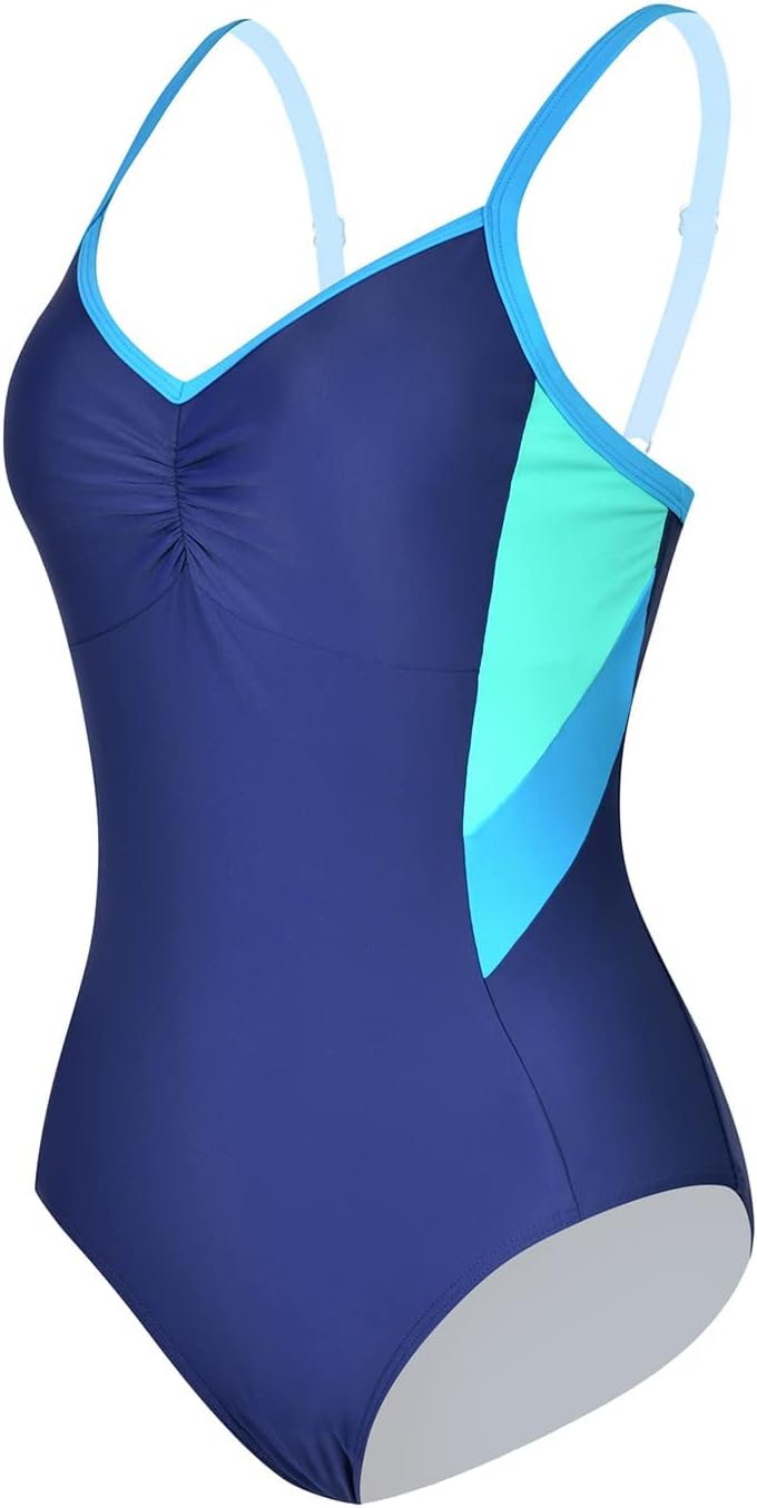 Damen Sport Badeanzug Racerback Schwarz Sport Bademode 40 Navy Blau, 40 Navy Blau