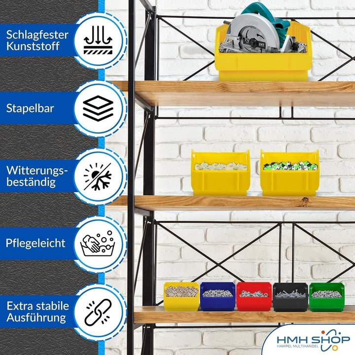 HMH 5x Stapelboxen Grösse L Werkstatt Garage Keller Sichtlagerboxen 335x209x152mm Lagerboxen GRÜN Si