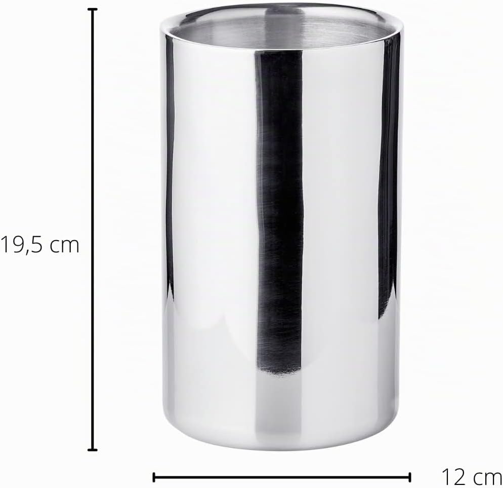 EDZARD Flaschenkühler Nebraska, Höhe 20 cm, Durchmesser 12 cm, für 1 Flasche, doppelwandig, Edelstah