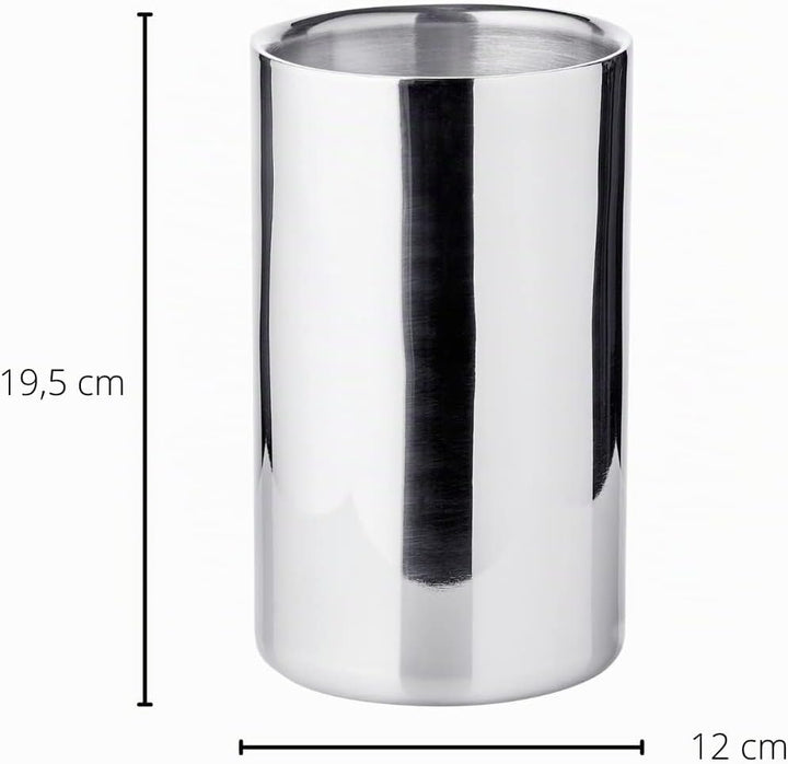 EDZARD Flaschenkühler Nebraska, Höhe 20 cm, Durchmesser 12 cm, für 1 Flasche, doppelwandig, Edelstah