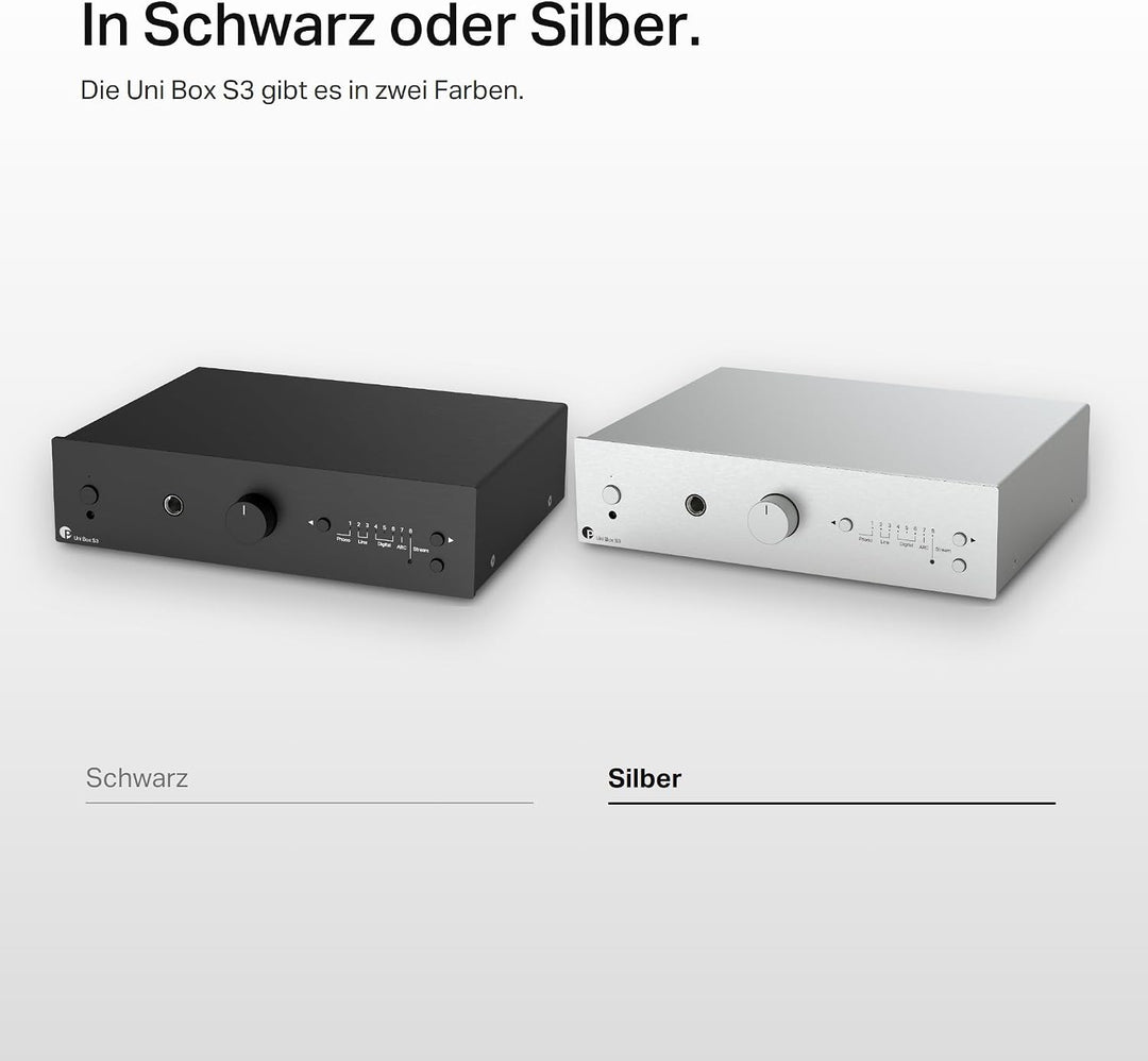 Pro-Ject Uni Box S3, Streaming-Vollverstärker, WiFi, Bluetooth, Silber, Silber