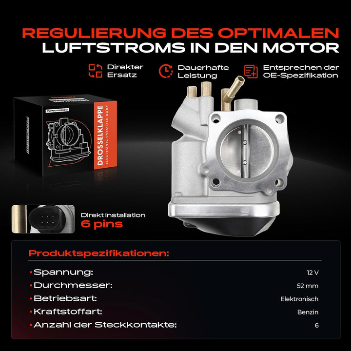 Frankberg Drosselklappe Drosselklappenstutzen Kompatibel mit A3 Altea Leon Toledo Octavia Caddy Golf