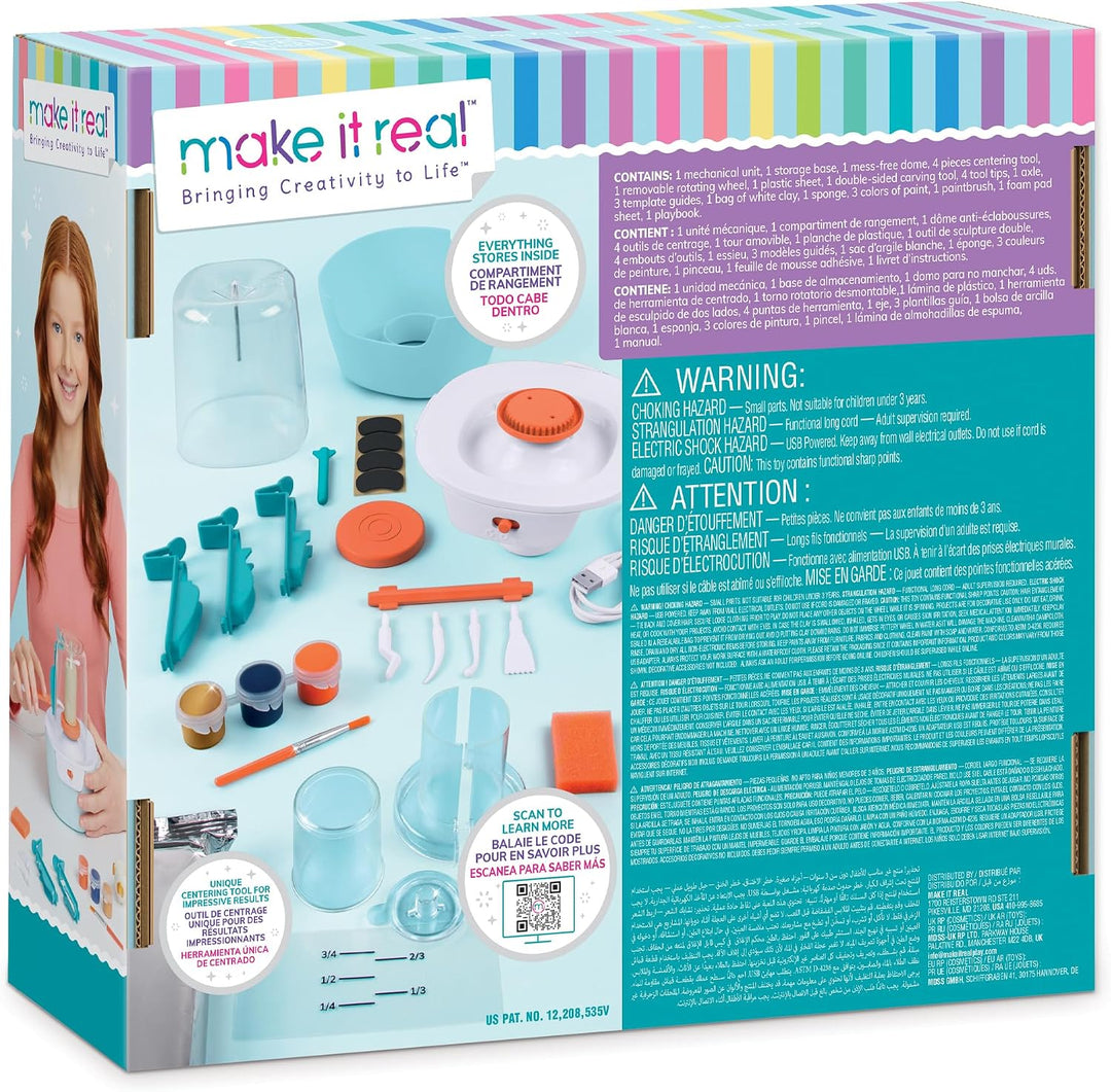 Make It Real 2901465 Mini Töpferstudio, DIY Töpferei Set und Modellier-Werkstatt für Kinder ab 8 Jah