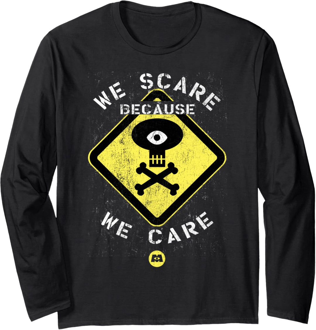 Disney Pixar Monsters Inc. We Scare Because We Care Text Langarmshirt