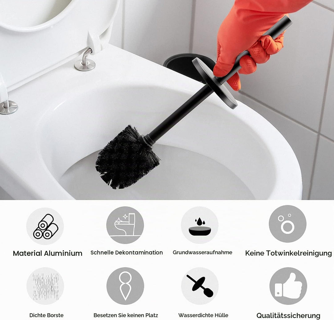 EXLECO Edelstahl Toilettenbürste WC Bürste mit Ersatzbürste Wasserauffangbehälter Klobürste und Behä